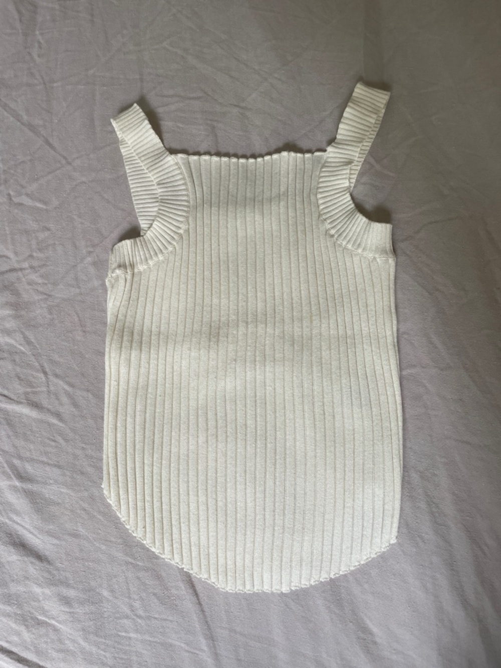 Classic Ribbed Square-Neck Tank Top - White